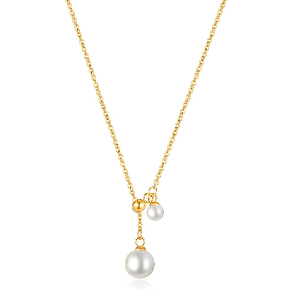 Class stainless steel jewelry w/ 3 layers of 18 kt gold plating womens necklace.